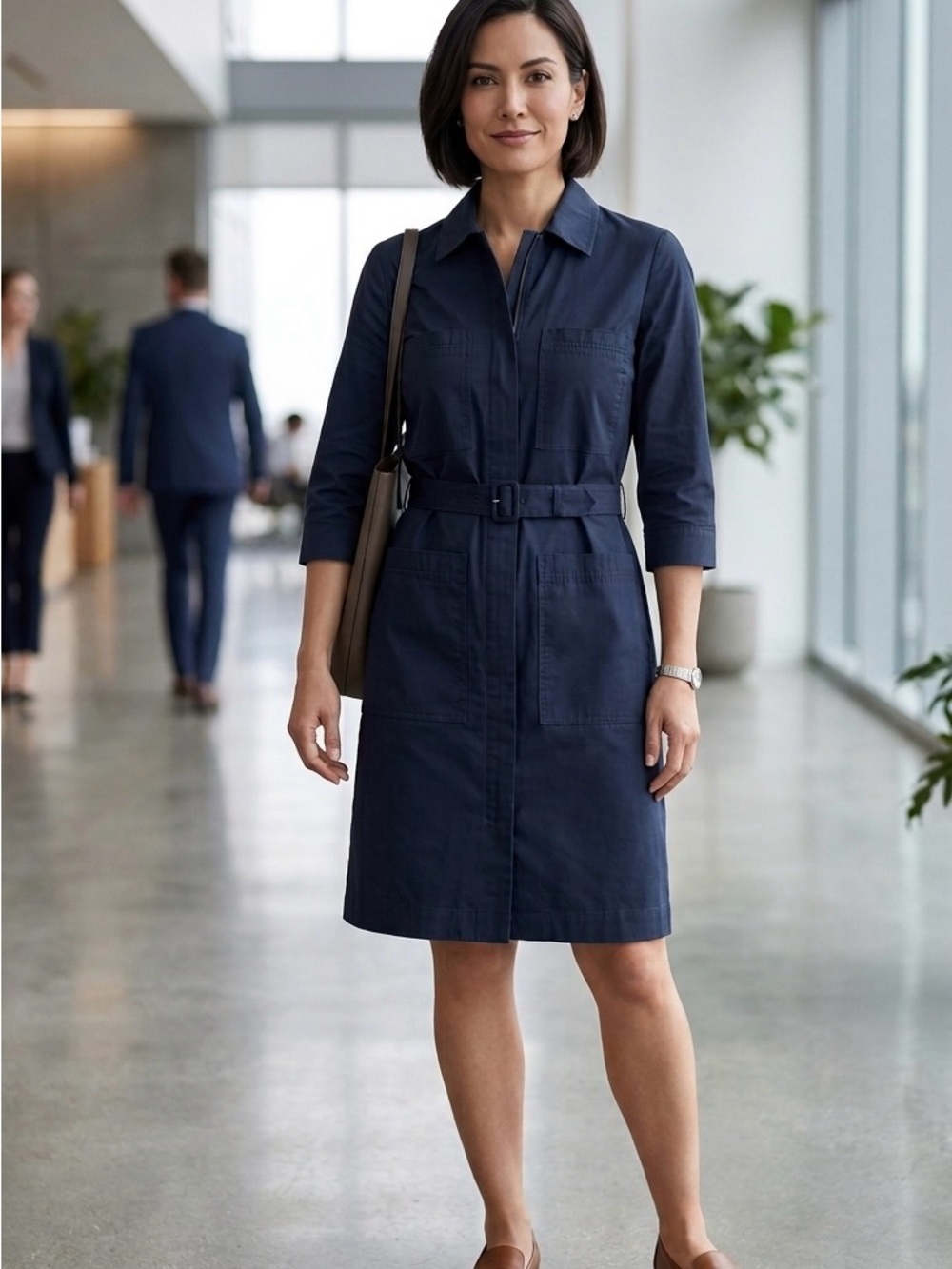 Theory Navy Blue Belted Utility Zip-Up Cargo Shirtdress - Size 6